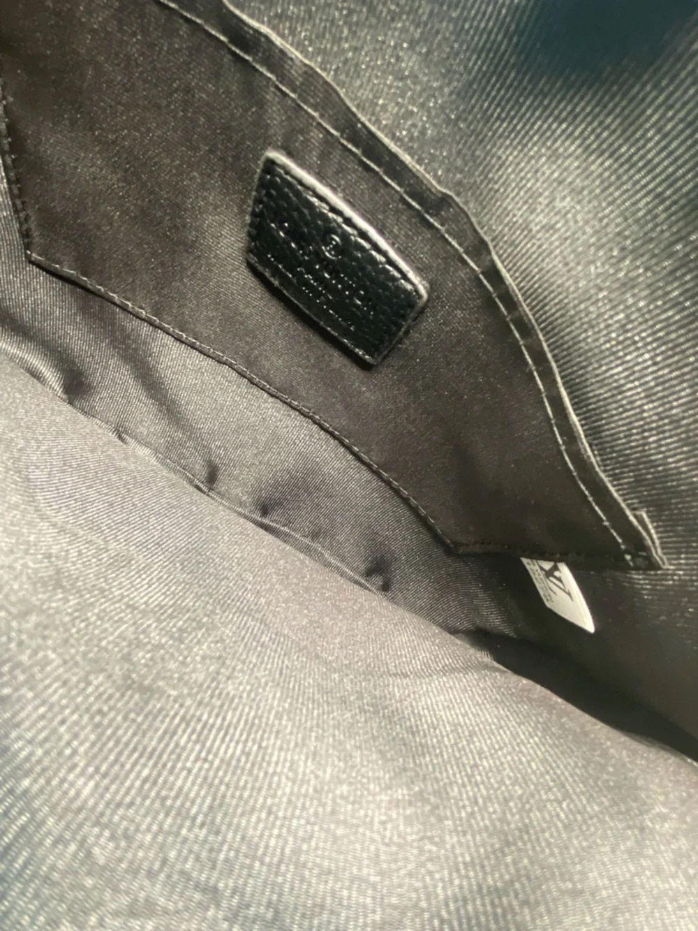 Louis Vuitton Navy Blue Leather Messenger Bag with Logo Detail